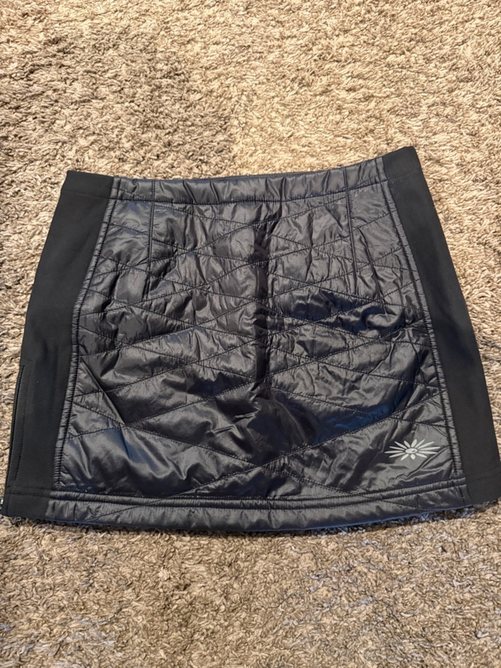 Quilted Black Mini Skirt with Side Panels